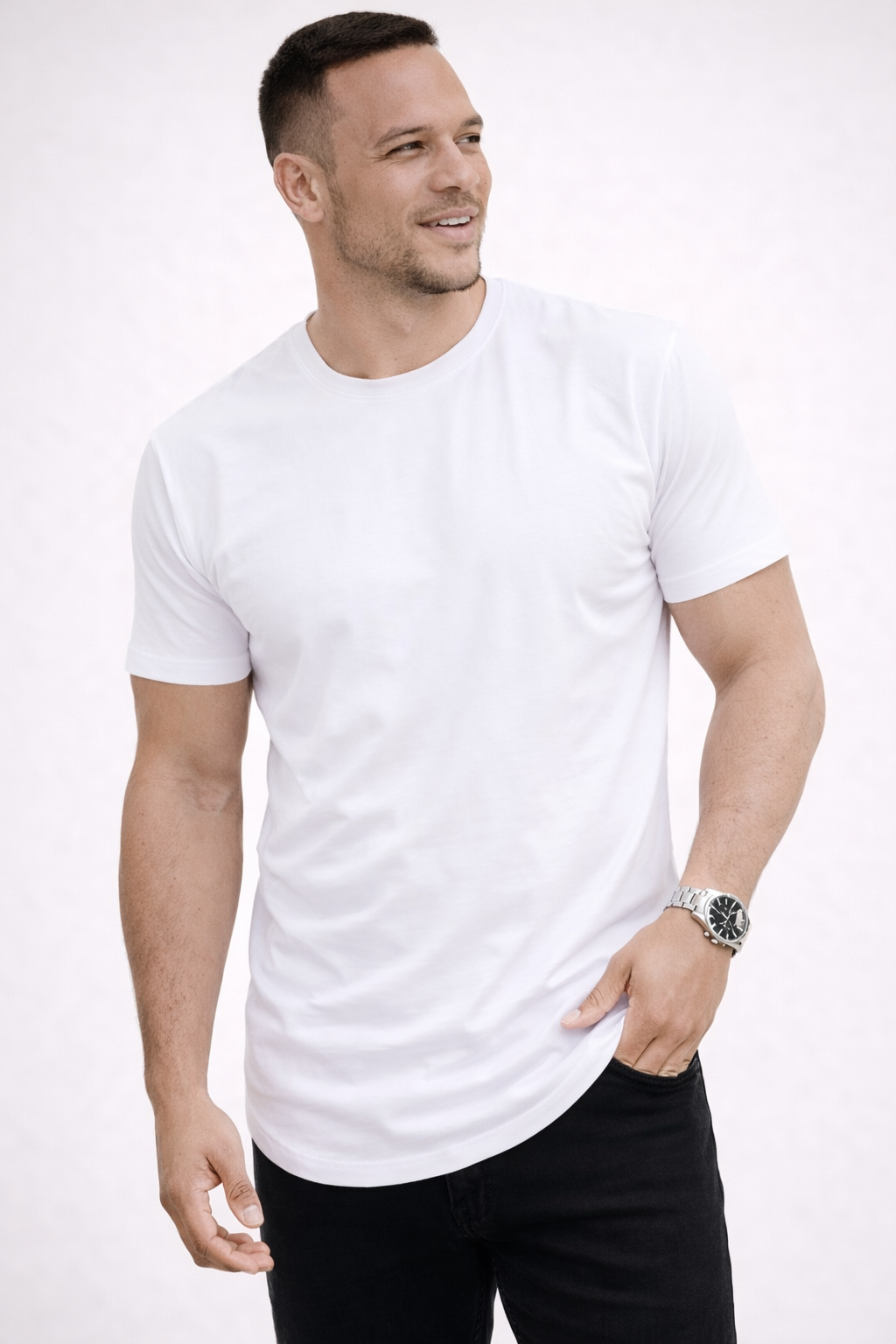 Men's essential slim-fit tee. Classic crew neck, short sleeve, soft cotton for everyday comfort & versatile style.