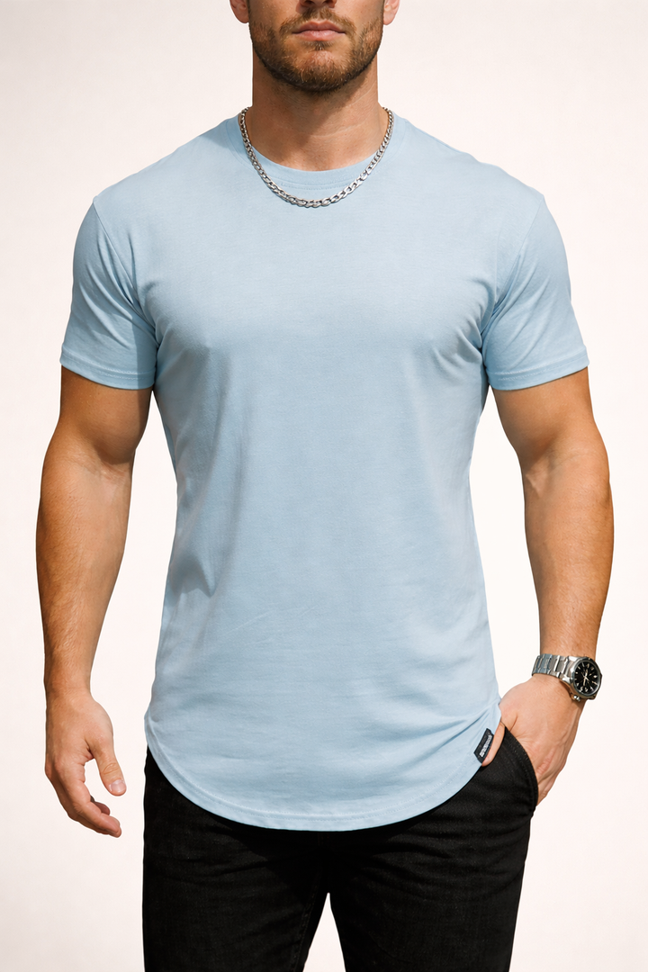 Classic men's essential tee, a modern slim-fit shirt perfect for casual outfits and everyday comfort.