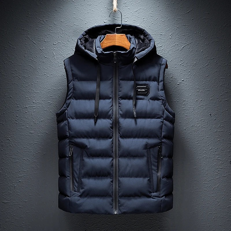 Sporty men's Ethan quilted vest, a padded outerwear piece for casual style.