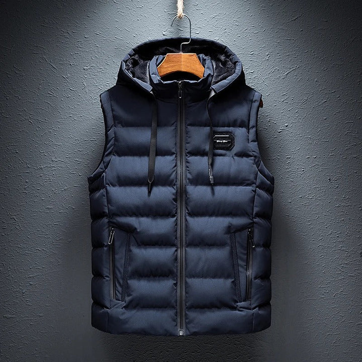 Sporty men's Ethan quilted vest, a padded outerwear piece for casual style.