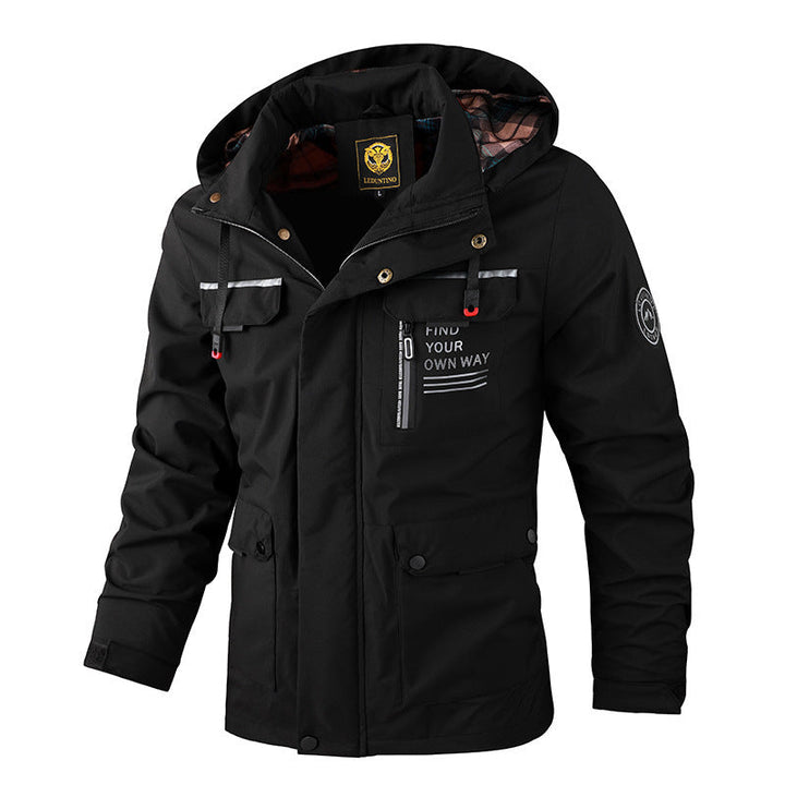 Evergreen men's winter jacket, weatherproof and outdoor-ready. Waterproof, windproof, hooded adventure coat.