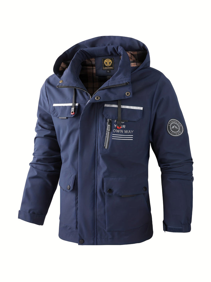 Men's evergreen outdoor jacket, ready for adventure. Weatherproof, waterproof, windproof, & warm winter coat.