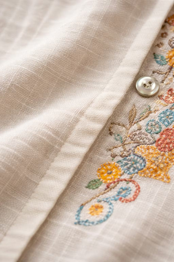 Lightweight men's floral V-neck shirt, relaxed fit, perfect for warm weather, summer style & spring fashion.