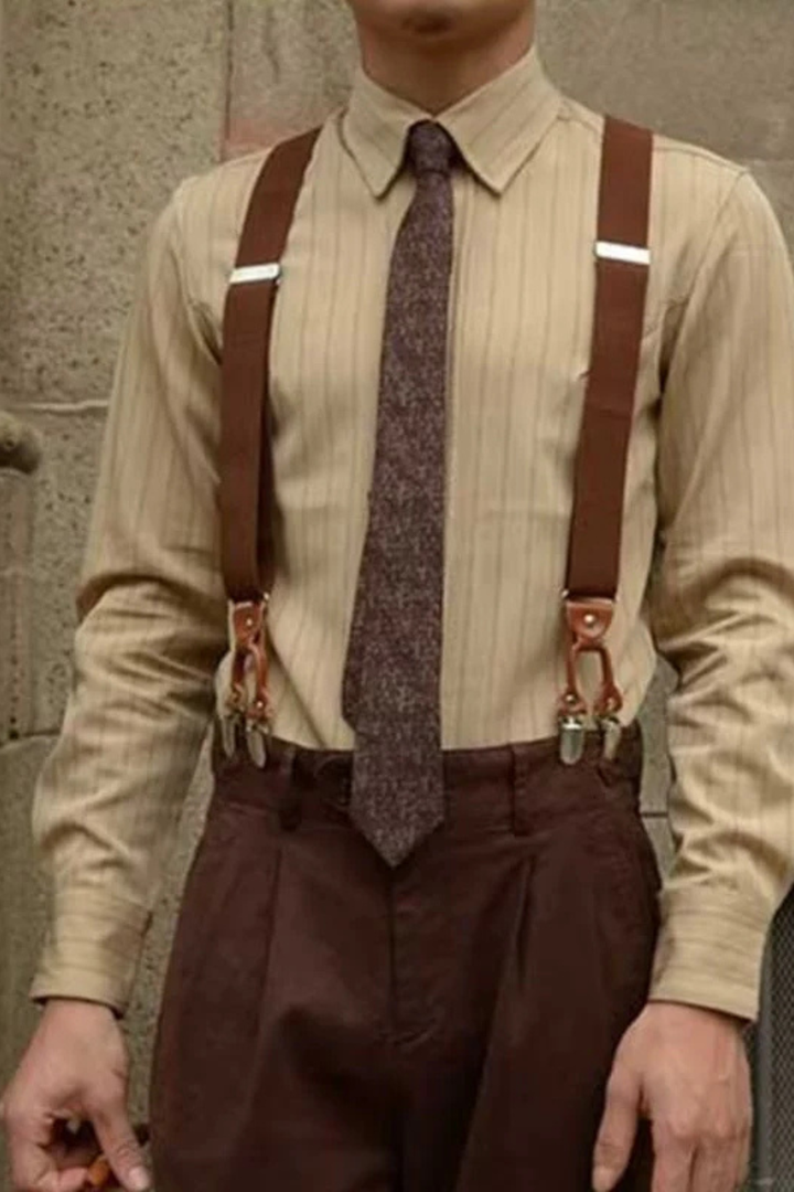 Classic men's long sleeve button down striped shirt, perfect for formal occasions.