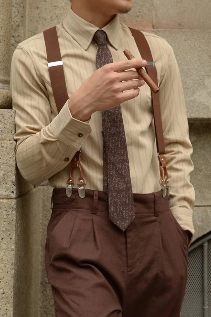 Professional men's business wear shirt, featuring a crisp striped pattern and tailored fit.