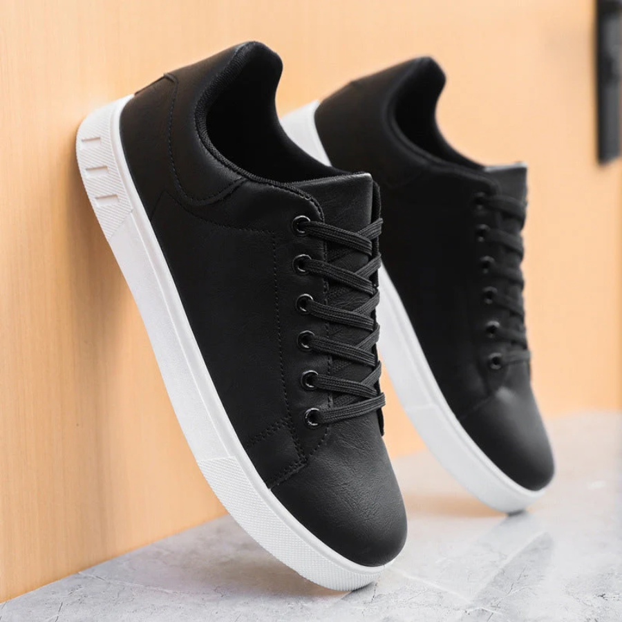 Men's grey lace-up casual sneakers, ideal for everyday comfort & versatile style.