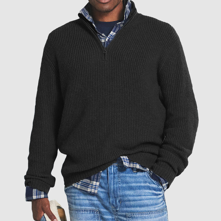 Versatile men's half-zip jumper, crafted from a luxurious cashmere blend for ultimate comfort & casual style.