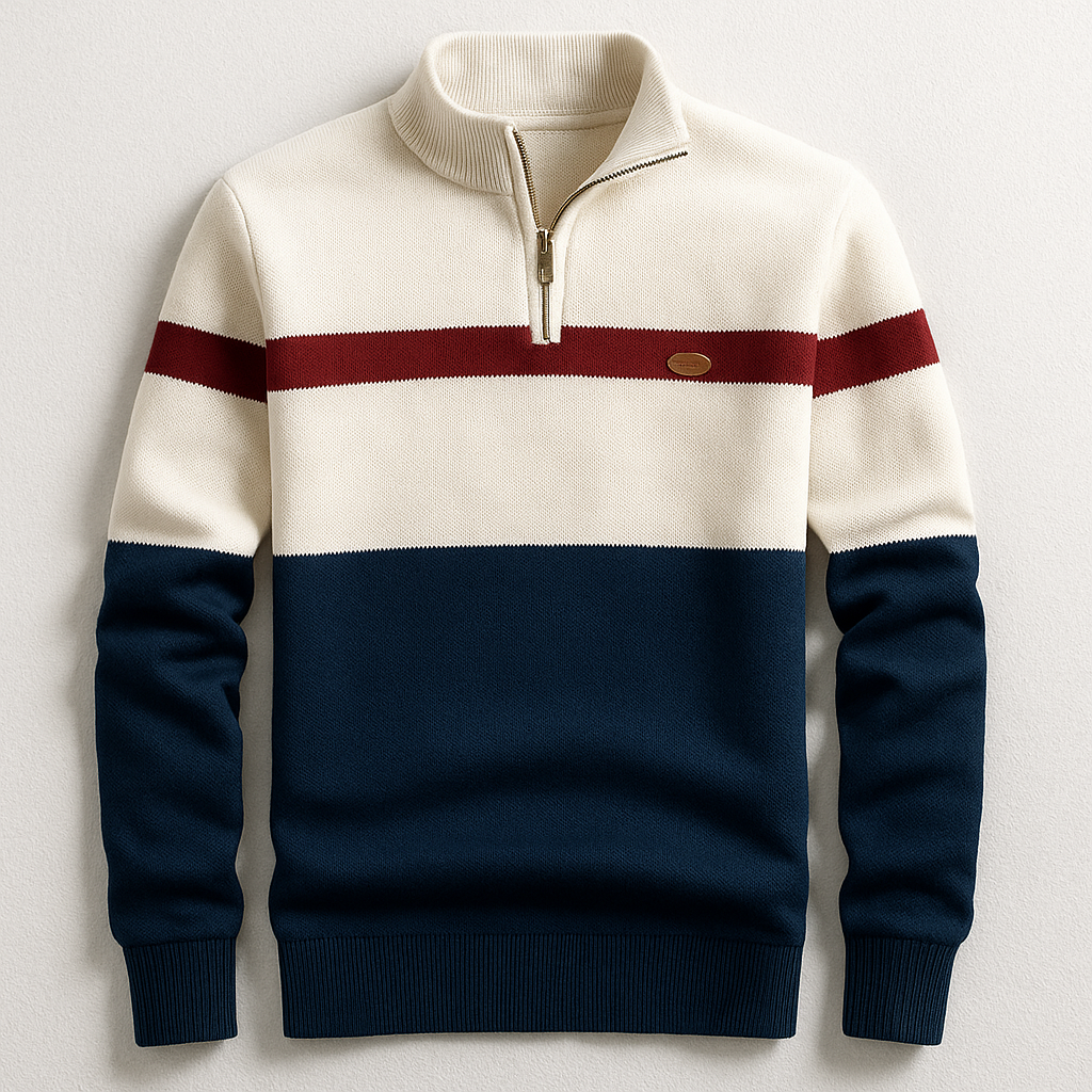 Men's Heritage cotton quarter-zip pullover in classic style, ideal for versatile layering and tailored comfort.