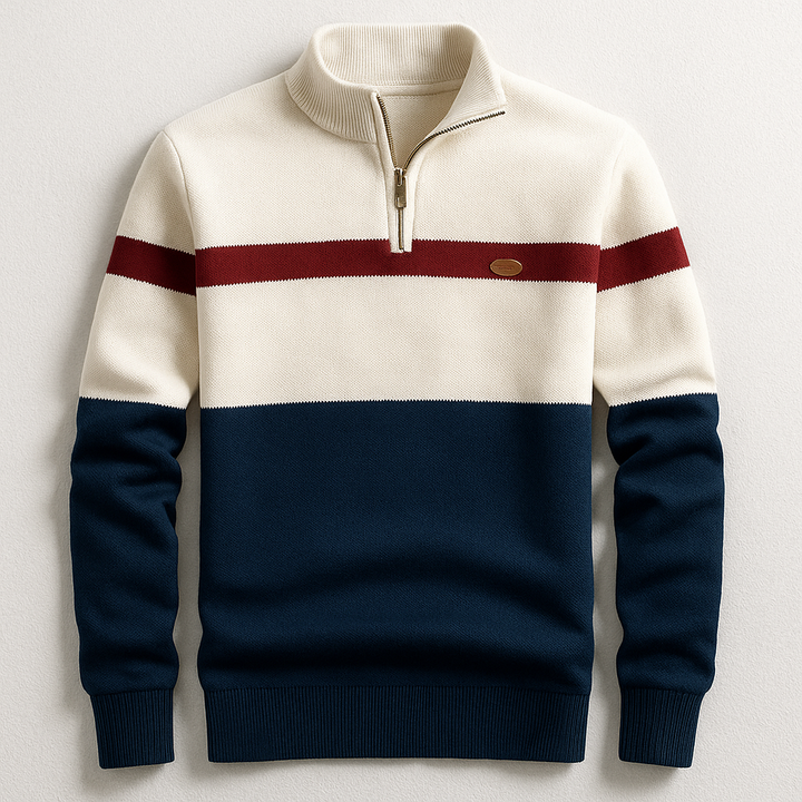 Men's Heritage cotton quarter-zip pullover in classic style, ideal for versatile layering and tailored comfort.