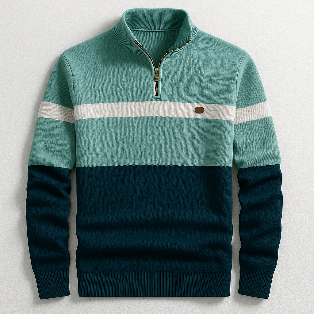Comfortable men's tailored fit cotton quarter-zip pullover, perfect long sleeve top for casual men's apparel.