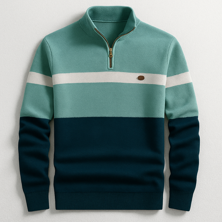 Comfortable men's tailored fit cotton quarter-zip pullover, perfect long sleeve top for casual men's apparel.