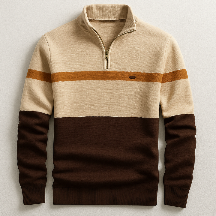 Classic men's quarter-zip pullover for versatile casual wear. Soft cotton layering top for heritage men's fashion.