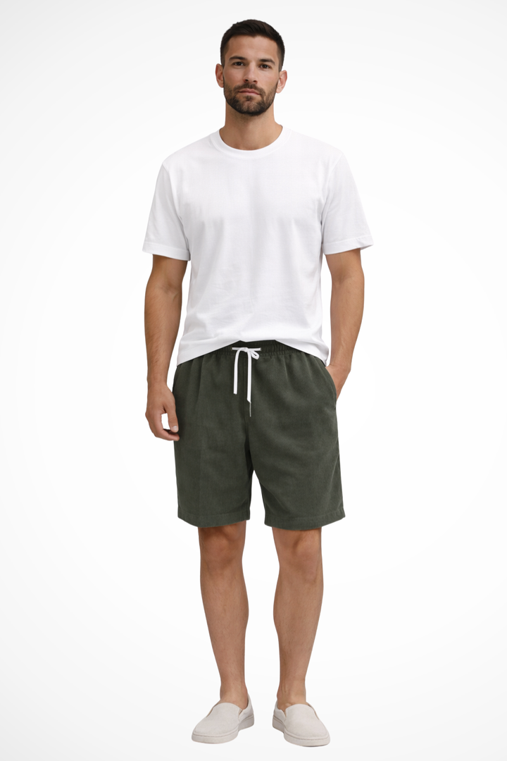 Men's high waist striped pleated chino shorts, perfect for summer casual style.