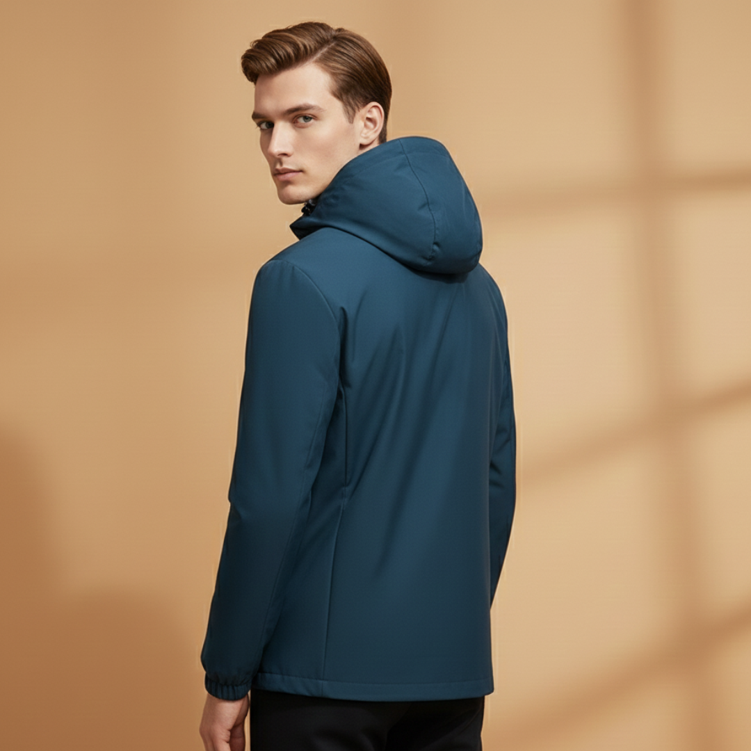 Soft men's hooded full zip jacket, a comfortable and essential piece for daily wear.