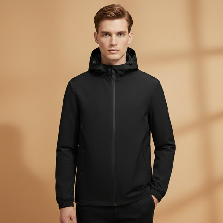 Everyday men's hooded jacket with a full zip closure, comfortable casual outerwear.