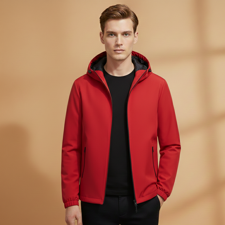 Sleek men's full zip hoodie, a modern and practical jacket for spring & fall fashion.