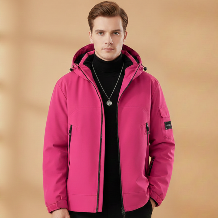 Comfortable men's hooded winter jacket. Insulated design for skiing, snowboarding & snow-filled adventures.