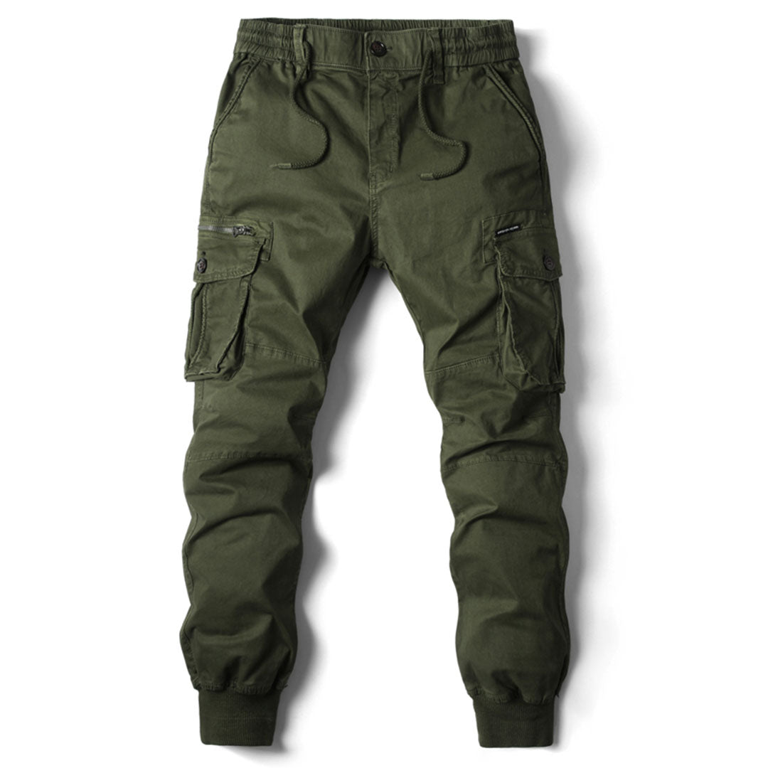 Dark grey stretch fit utility pants for men, versatile and durable for casual wear or outdoor adventures.