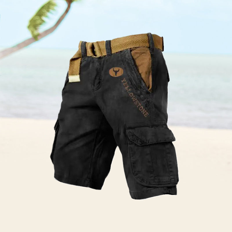 Relaxed fit men's cargo shorts, ideal for outdoor activities & everyday casual fashion. Multi-pocket design.