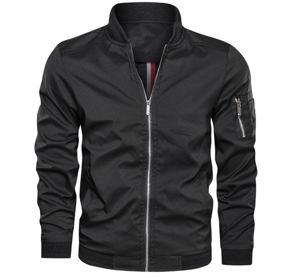 Men's lightweight bomber jacket for comfort & style. Versatile casual outerwear, perfect for spring or fall.