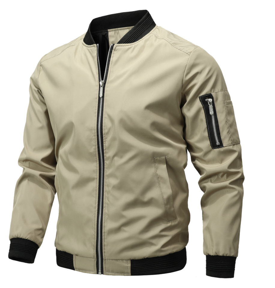 Stylish men's bomber jacket, lightweight and comfortable. Ideal casual outerwear for a versatile spring/fall look.