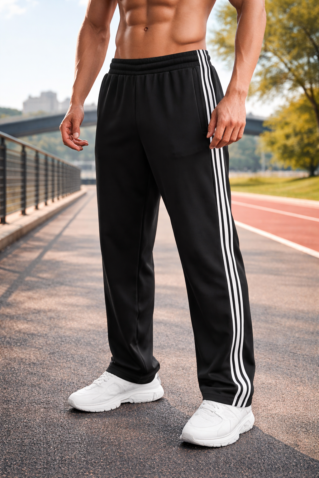Breathable men's joggers with drawstring, perfect for workouts or casual comfort.