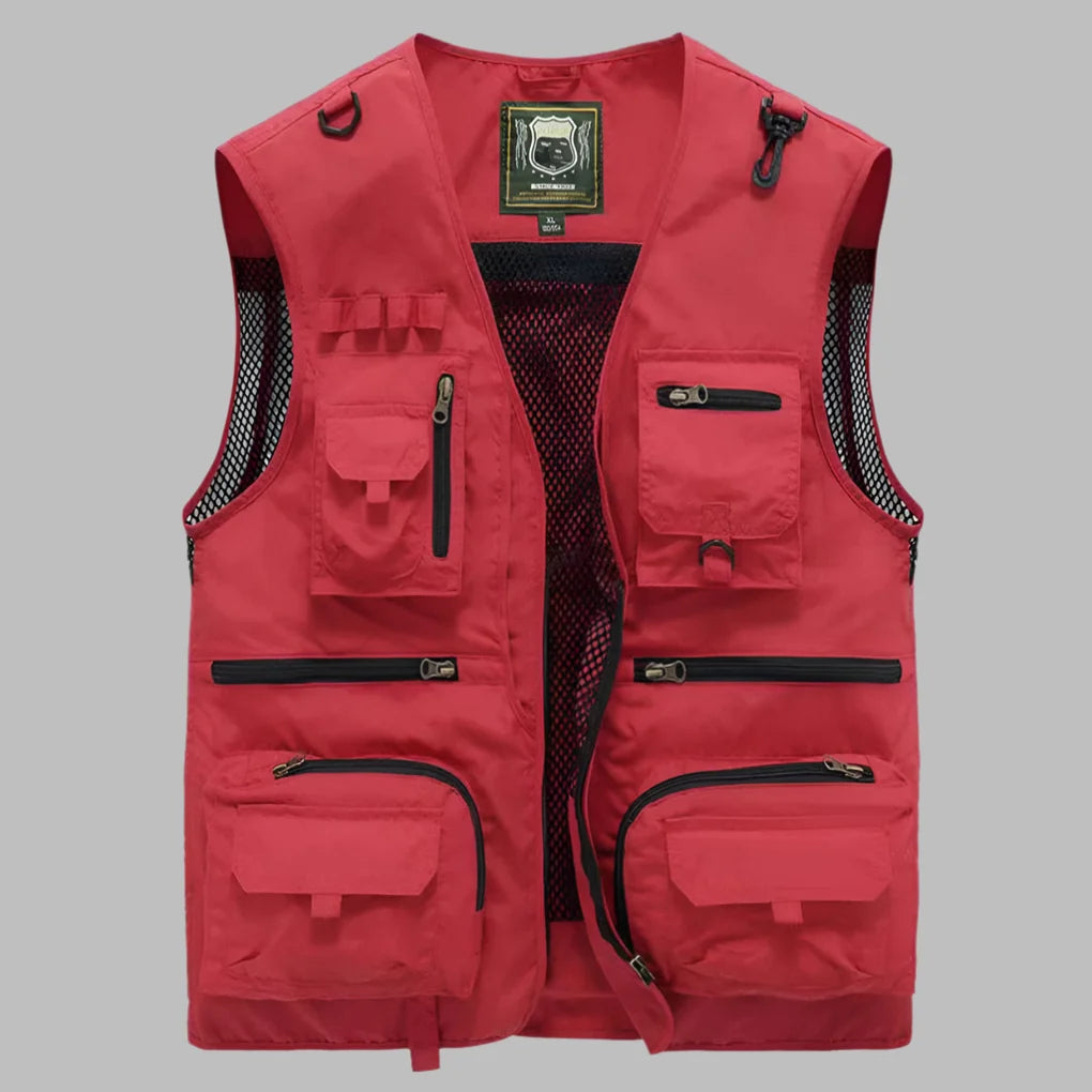Men's lightweight multi-pocket summer vest, breathable for travel & outdoor activities.