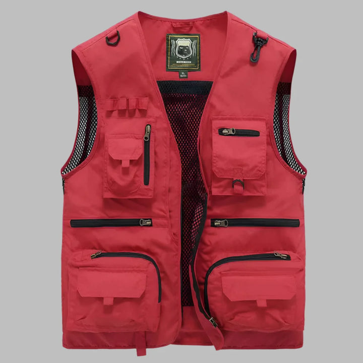 Men's lightweight multi-pocket summer vest, breathable for travel & outdoor activities.