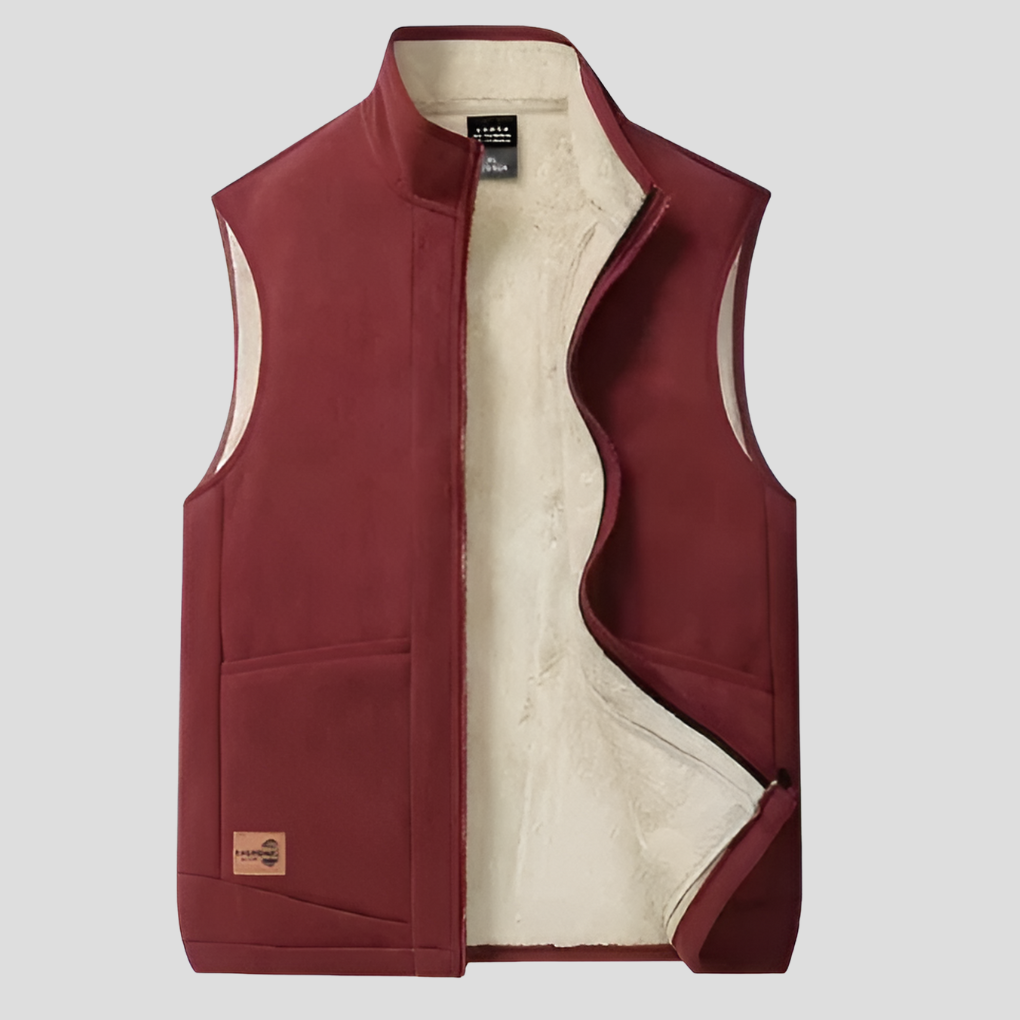 Warm men's lined winter vest, providing excellent insulation for cold weather. Essential casual outerwear for layering.