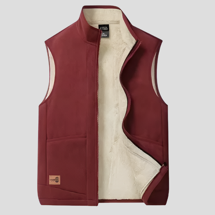 Warm men's lined winter vest, providing excellent insulation for cold weather. Essential casual outerwear for layering.