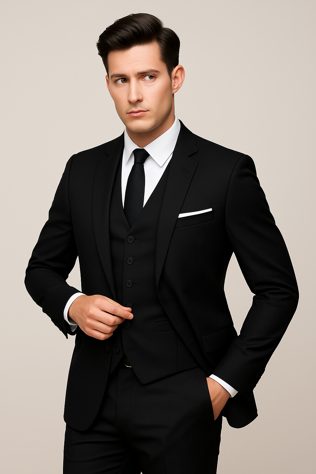Stylish men's Logan spring formal suit, a sophisticated three-piece for weddings & business fashion.