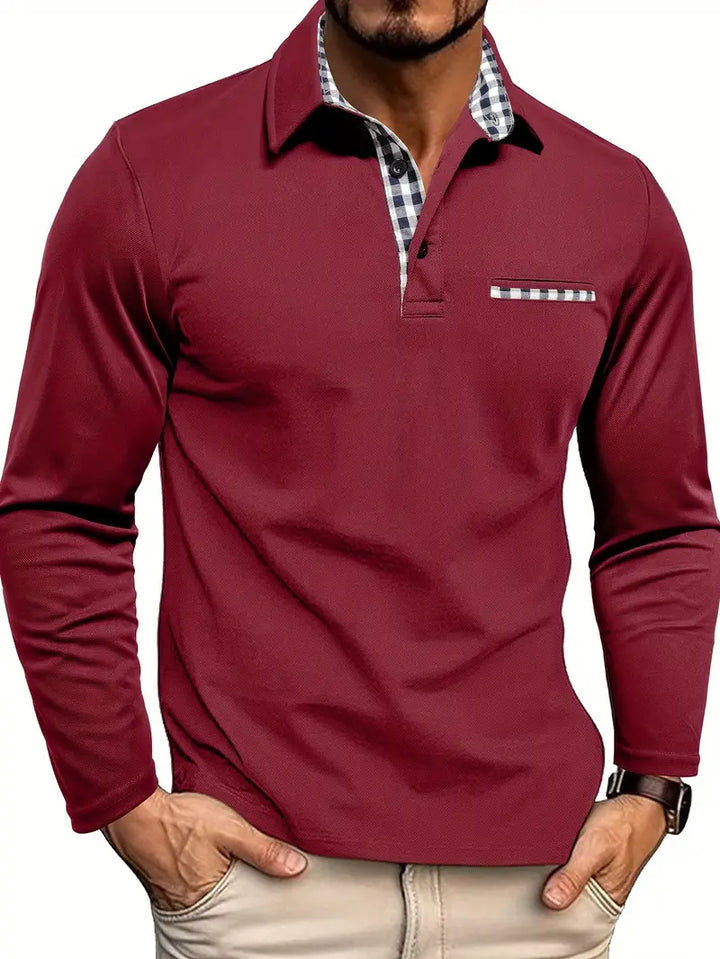 Men's long sleeve polo shirt, a versatile smart casual top in classic style, perfect for everyday wear.