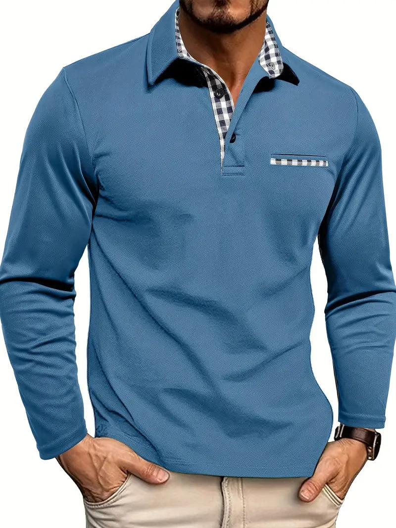 Classic men's long sleeve polo shirt, a comfortable smart casual top for versatile everyday wear & men's fashion.