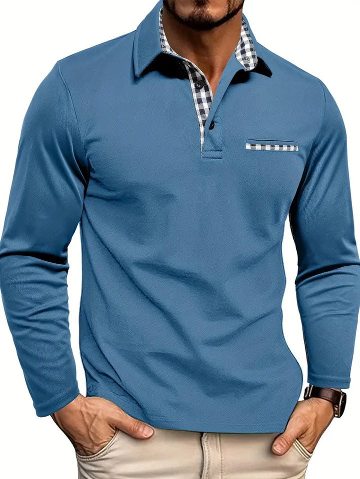 Classic men's long sleeve polo shirt, a comfortable smart casual top for versatile everyday wear & men's fashion.