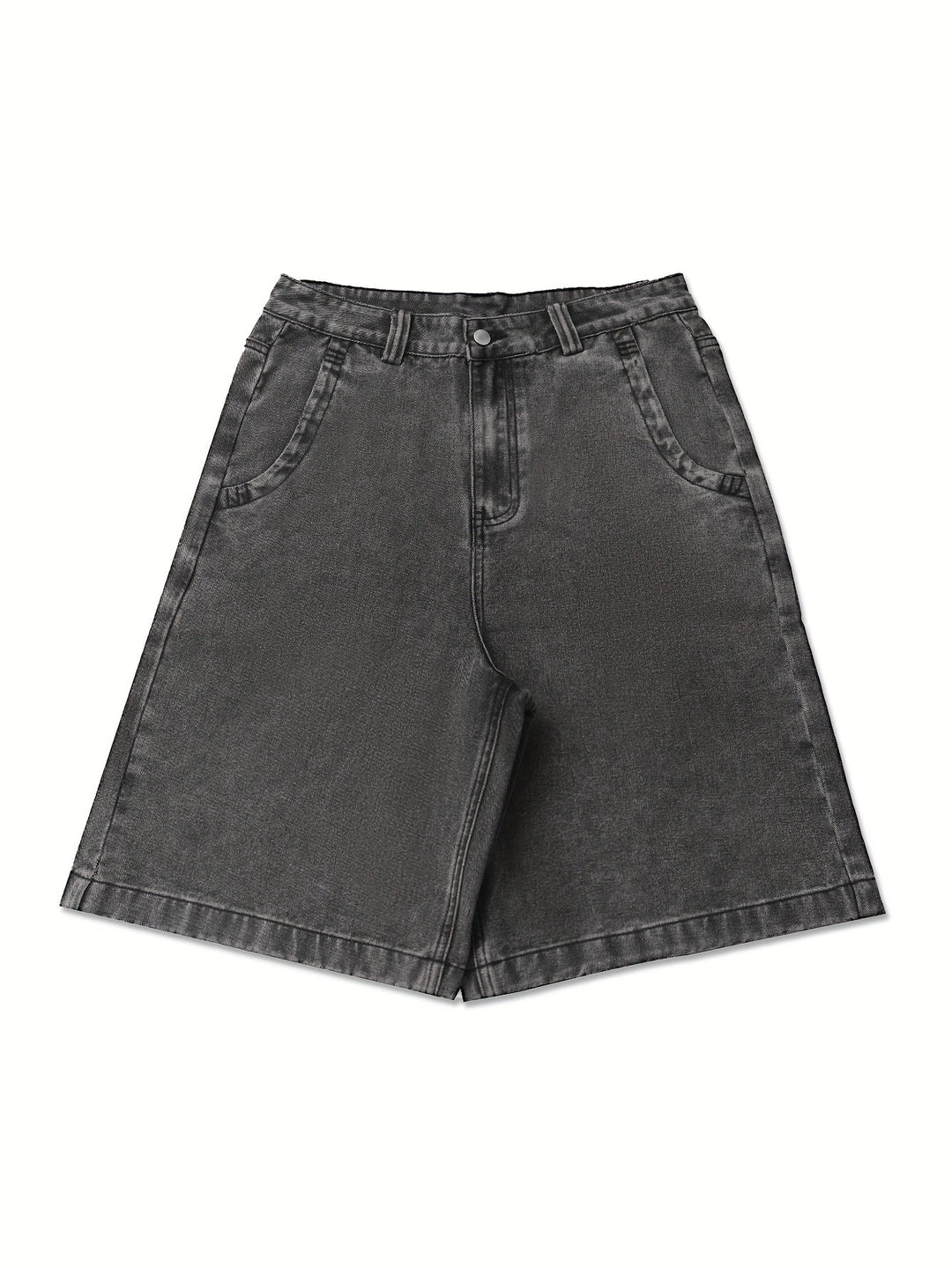 Comfortable men's knee-length floral embroidered Bermuda shorts. Loose fit denim for summer.