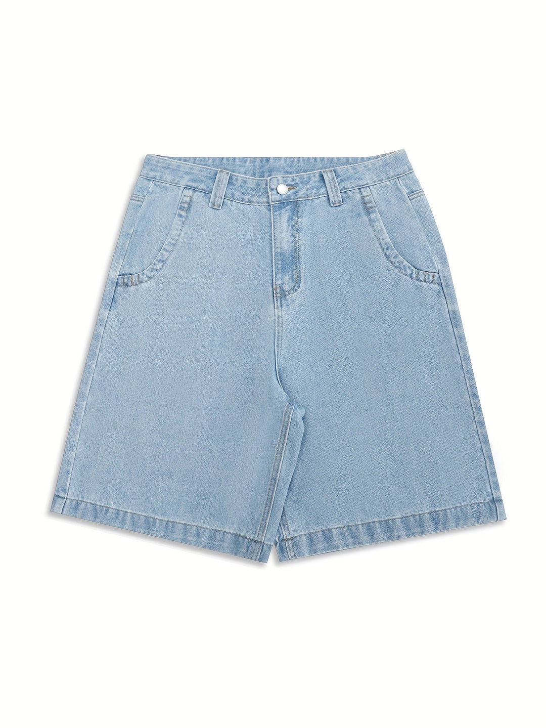 Stylish men's floral embroidered loose fit denim Bermuda shorts. Perfect for summer streetwear.