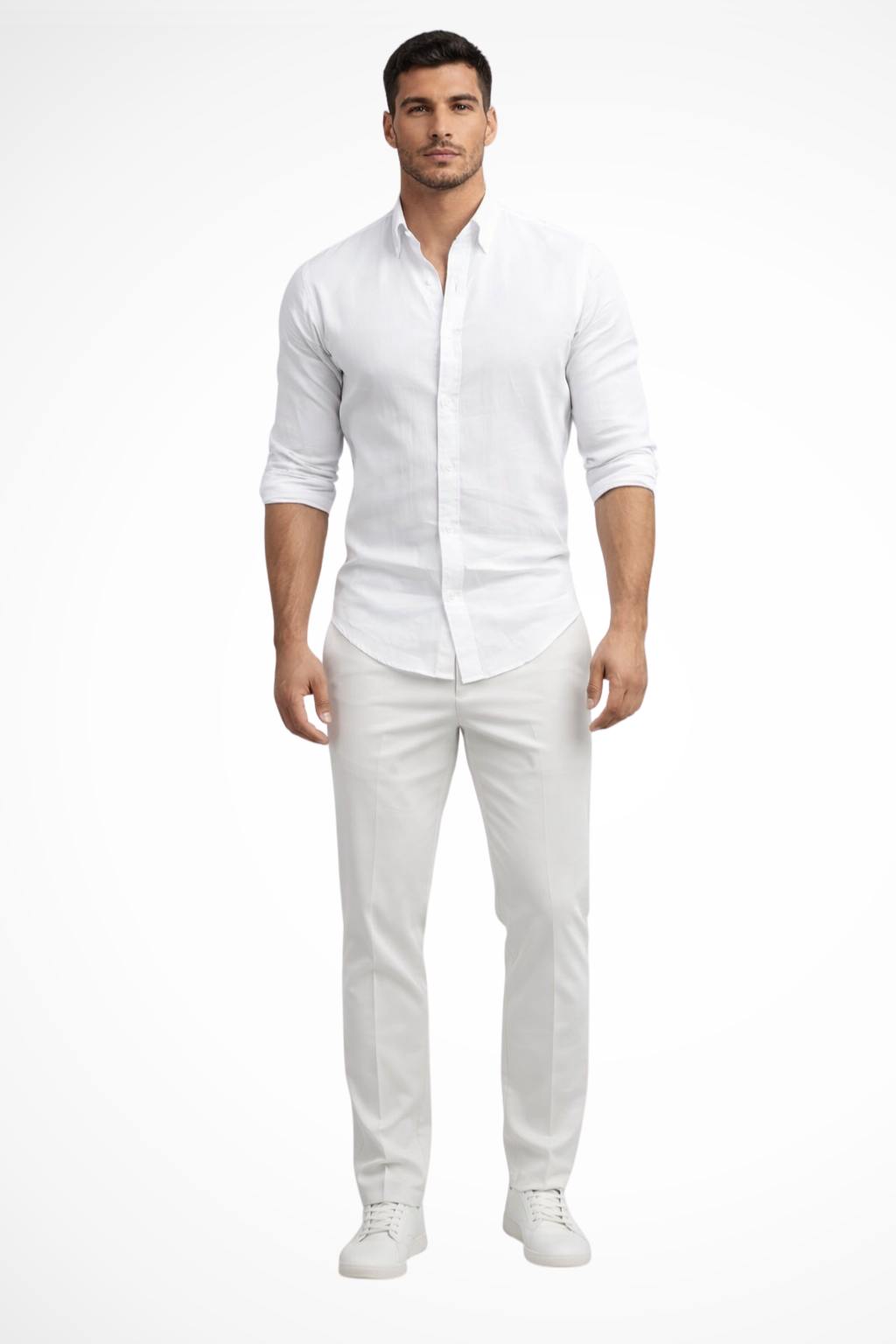 Men's loose fit long sleeve casual shirt with lapel collar, perfect for relaxed summer wear.