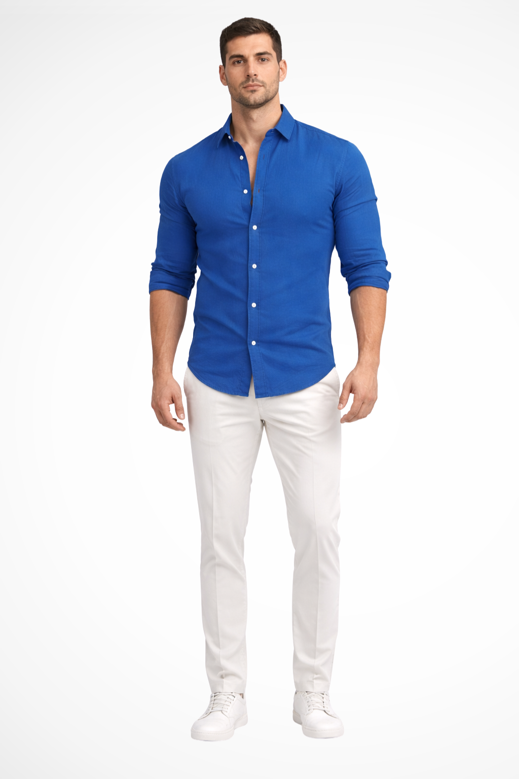 Men's fashion: button-front long sleeve loose fit shirt, a comfortable and stylish casual option.