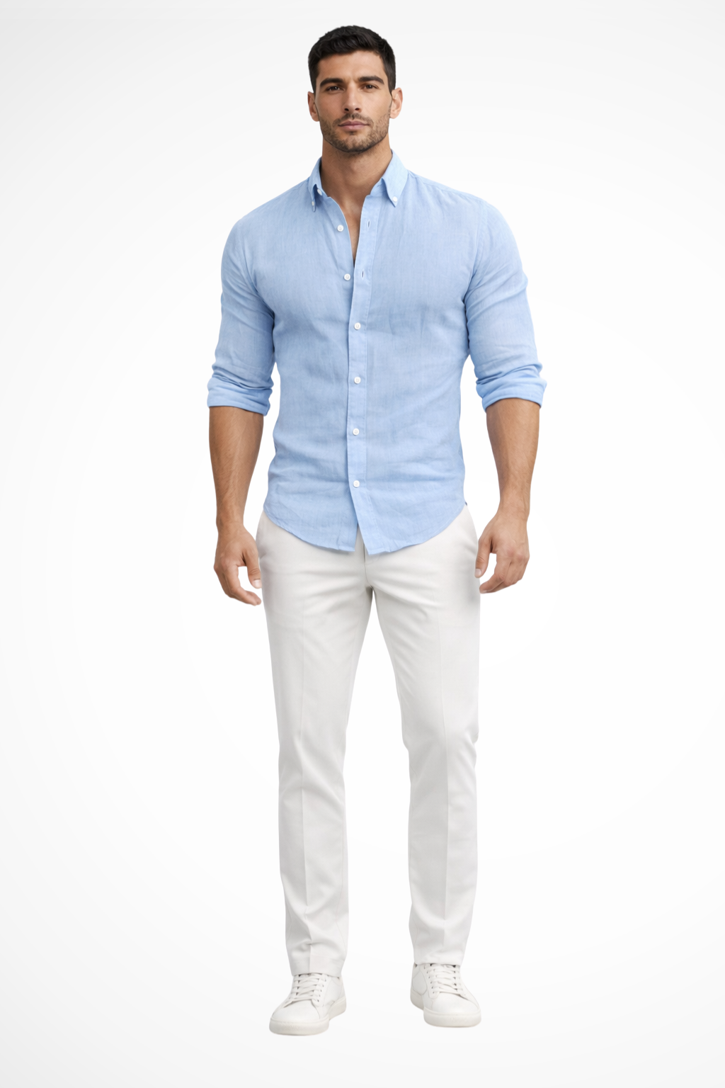 Relaxed men's long sleeve lapel shirt, offering a loose fit for ultimate comfort and casual style.