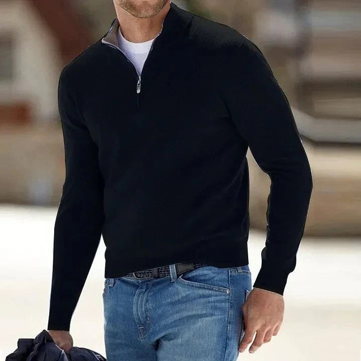Premium men's soft cashmere long-sleeve jumper, a timeless and versatile design.