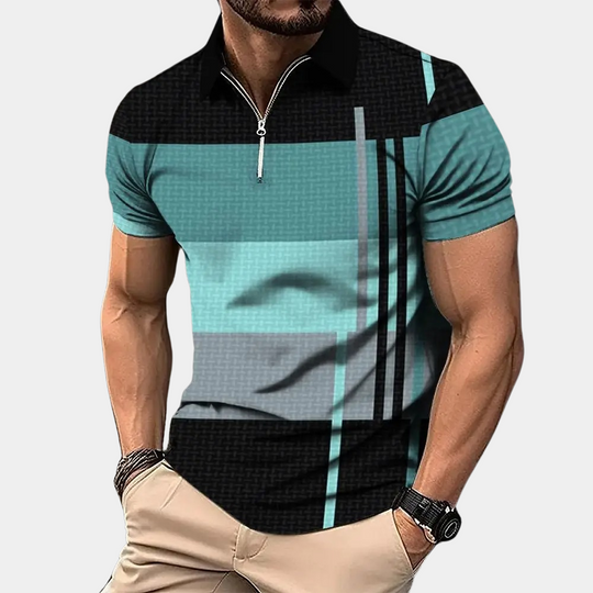 Men's Modern Comfort Polo Shirt in navy, tailored fit, short sleeve, perfect for smart casual everyday wear.