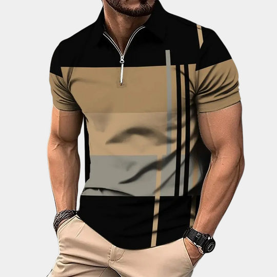 Tailored fit men's polo shirt, short sleeve for modern casual style. Comfortable and versatile everyday wear.