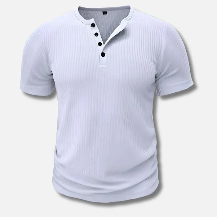 Men's Muscle Fit Ribbed Henley T-Shirt. Modern, stylish, and comfortable for casual wear.