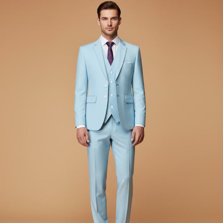 Elegant men's charcoal slim fit 3-piece suit, modern formal wear for special occasions. Ideal business attire.
