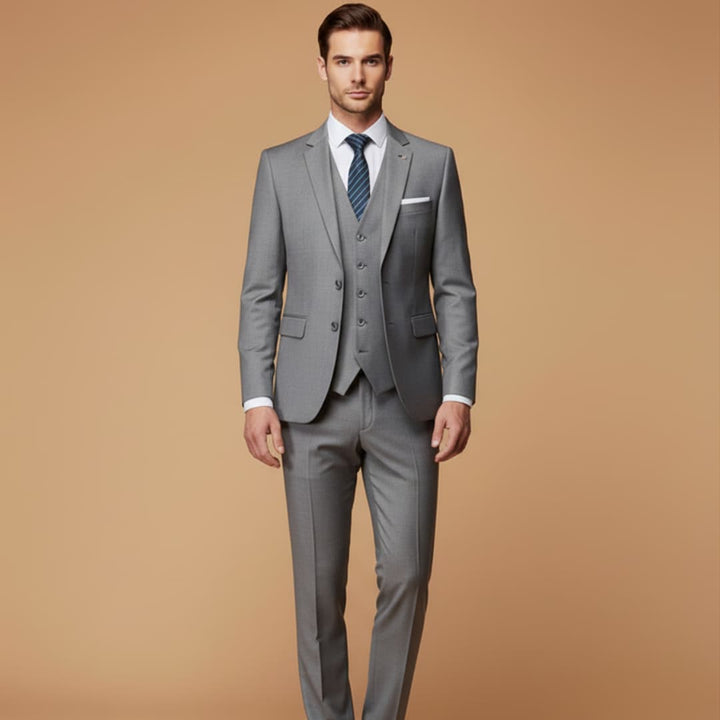 Sophisticated men's slim fit 3-piece formal suit, an elegant choice for weddings, business & galas.