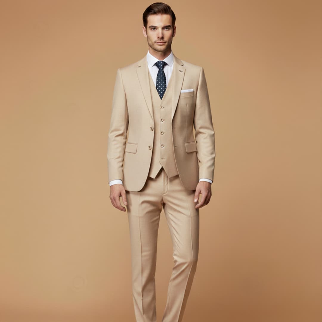 Classic men's slim fit 3-piece suit, a timeless modern choice for all formal, wedding, and business events.