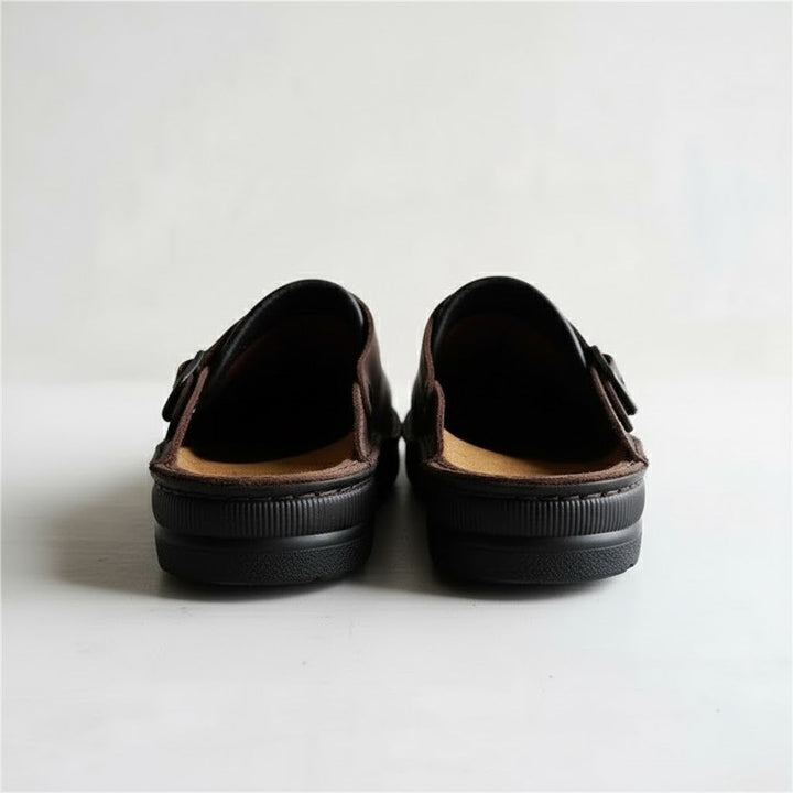 Supportive men's slip-on clogs, orthopaedic comfort shoes for ergonomic daily wear.