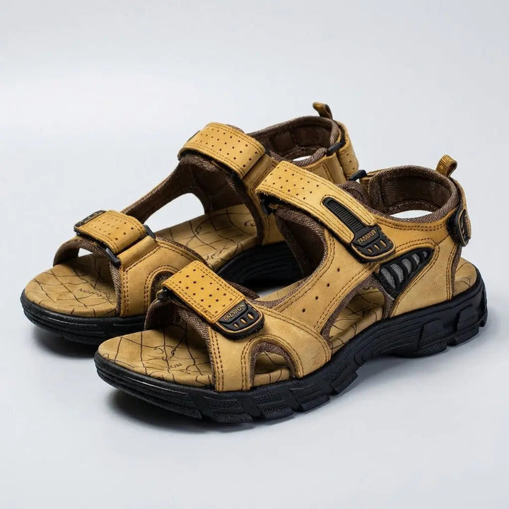 Durable men's orthopedic sandals, adjustable for custom fit, ideal for summer casual wear.