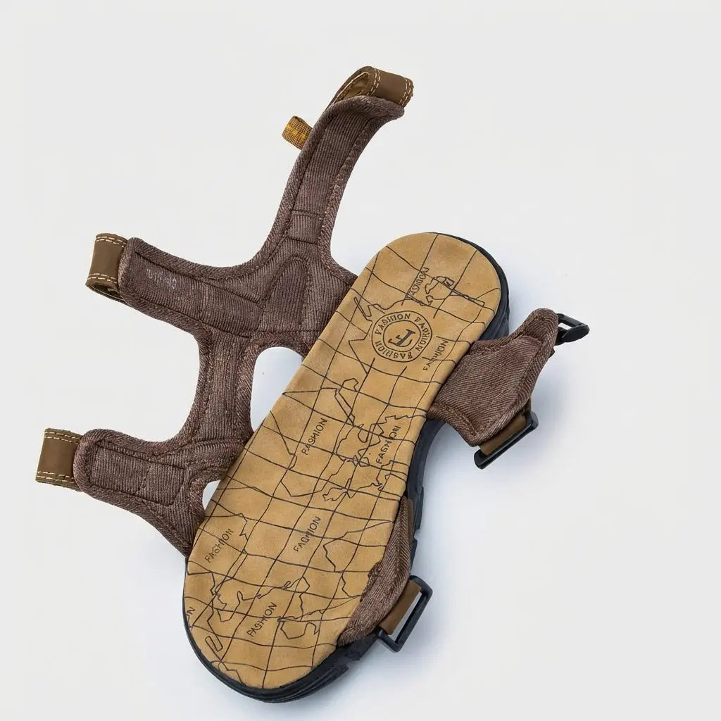 Men's open-toe orthopedic sandals, adjustable straps, comfort, foot support, casual summer footwear.