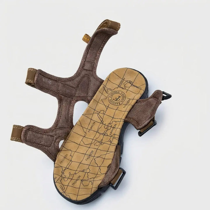 Men's open-toe orthopedic sandals, adjustable straps, comfort, foot support, casual summer footwear.